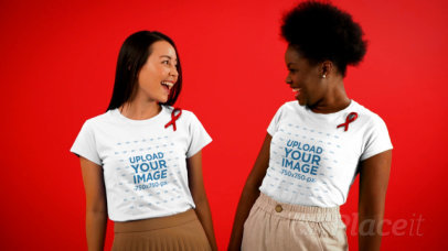 AIDS Awareness-Themed Video Featuring Two Female Friend Wearing T-Shirts
