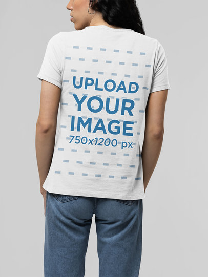 T-Shirt Mockup of the Back of a Woman Wearing a Bella Canvas Garment