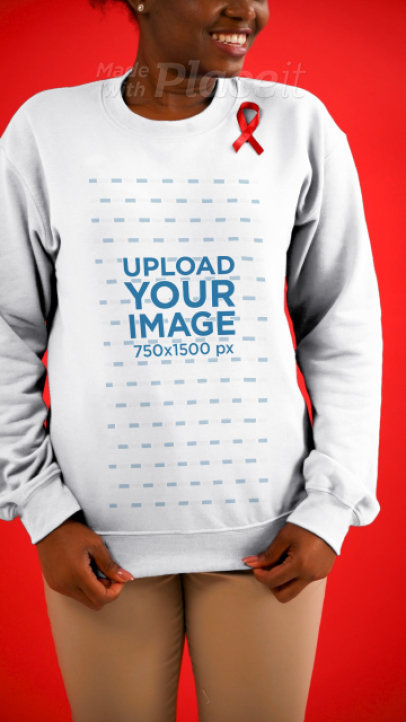 Sweatshirt Video of a Woman with an AIDS Awareness Red Ribbon