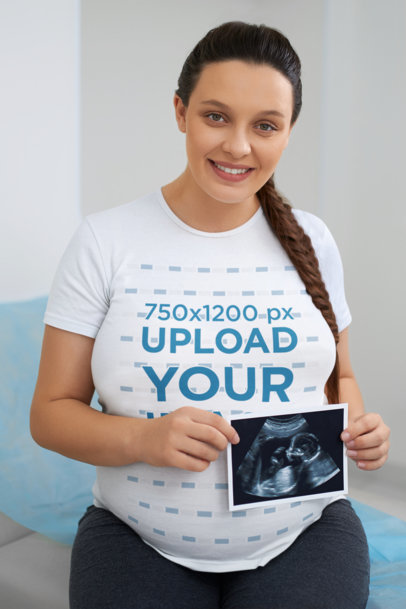 T-Shirt Mockup of a Pregnant Woman Showing an Echo Picture of Her Baby M16544-r-el2