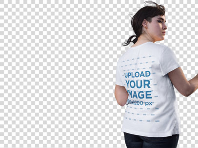 Transparent Back of an Alternative Woman Wearing a T-Shirt Mockup 