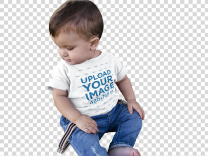 Transparent Mockup of a Baby Boy Wearing a T-Shirt a16086