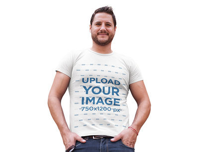 Transparent Mockup of a Man Wearing a Customizable T-Shirt a15999