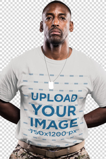 Transparent Mockup of a Veteran Wearing a T-Shirt a20920