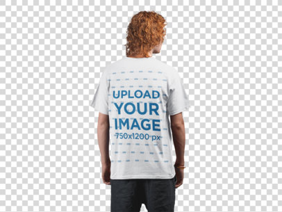 Transparent T-Shirt Mockup of a Man With Red Hair 21188