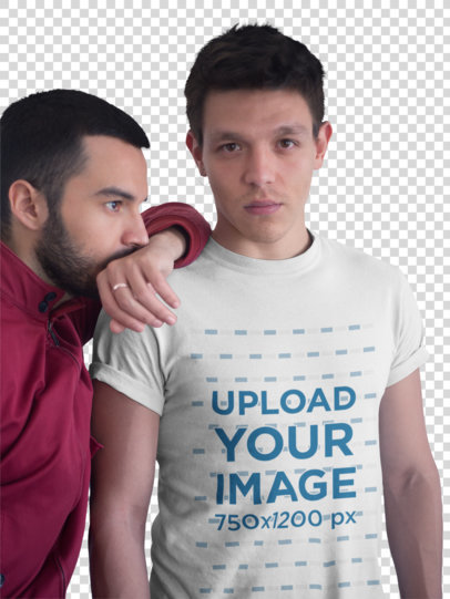 Transparent LGBT-Themed T-Shirt Mockup Featuring a Man With His Boyfriend a19971