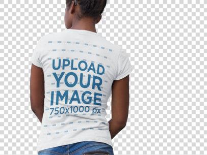 transparent mockup of a the back of a pregnant woman wearing a tee a9647b