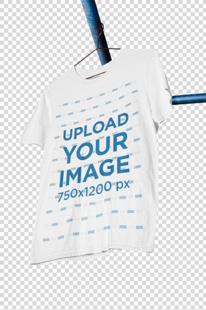 transparent mockup of t-shirt hanging from a pipe m496