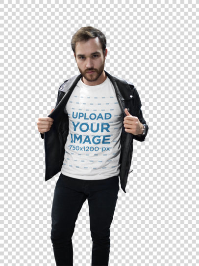 Transparent T-Shirt Mockup of a Fashionable Man 