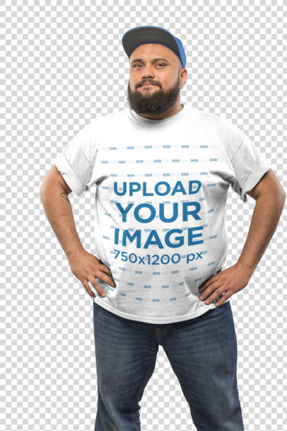 Transparent Mockup of a Man Wearing a Plus Size T-Shirt 20809