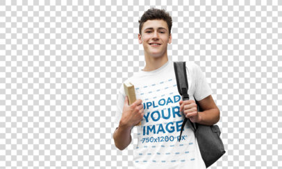 transparent t-shirt mockup of a young student 39193-r-el2