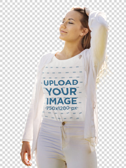 transparent t-shirt mockup featuring a woman wearing a fresh outfit 40674-r-el2