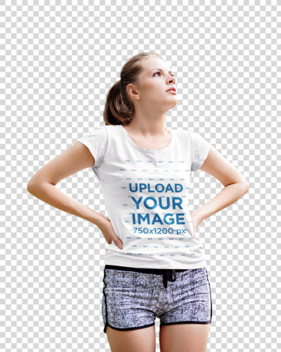 transparent t-shirt mockup featuring a woman wearing activewear 41040-r-el2
