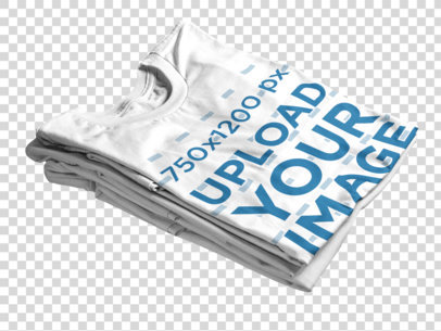 Transparent T-Shirt Mockup Folded Over Two Tees on a Table