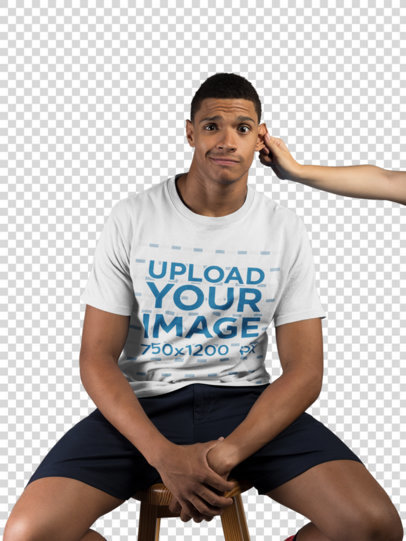 Transparent T-Shirt Mockup of a Man Having his Ear Pulled 21077
