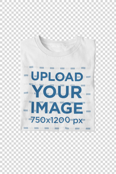 Transparent Folded Tee Mockup Against a Wooden Surface