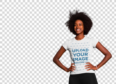 Transparent T-Shirt Mockup of a Woman with the Sunset as Background