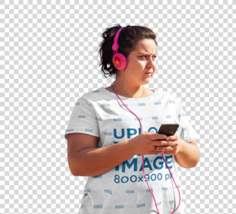 Transparent Activewear Mockup of a Woman Wearing a Sublimated Plus Size Tee 38260-r-el2