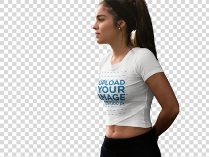 Transparent Mockup of a Young Woman Wearing a Crop Top 7113a