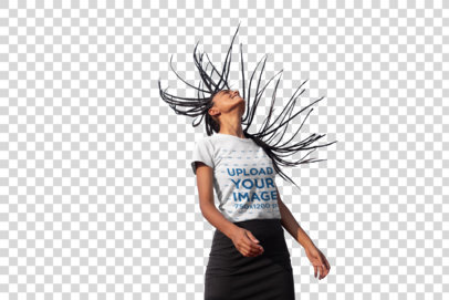 Transparent Tee Mockup of a Beautiful Woman Flipping Her Hair