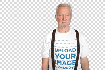 Transparent T-Shirt Mockup of an Elderly Man with a Beard a20657