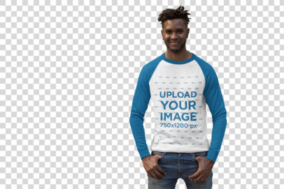 transparent mockup of a trendy man wearing a raglan tee 24113