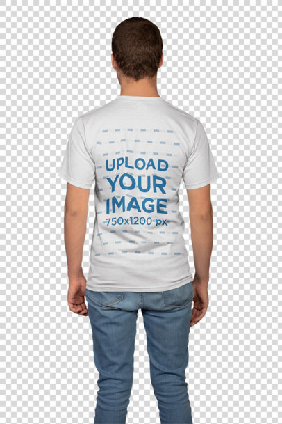 Transparent Plain Back Shot T-Shirt Mockup of a Man