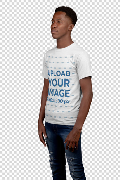 Transparent T-Shirt Mockup of a Straight-Faced Man 21157