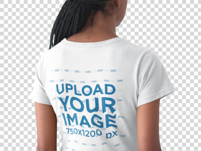 Transparent Back View T-shirt Mockup Featuring a Woman with a Braided Hairstyle a20897