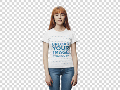 Transparent T-Shirt Mockup of a Woman Outside her House