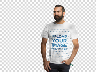 Transparent Man Standing in Front of a Brick Wall T-Shirt Mockup