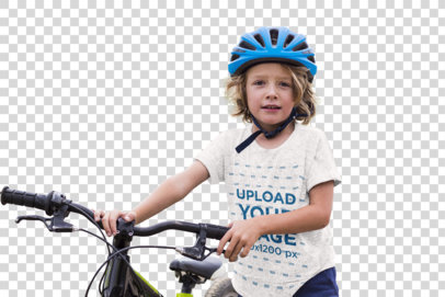 Transparent Heather T-Shirt Mockup Featuring a Boy With a Bike 39600-r-el2