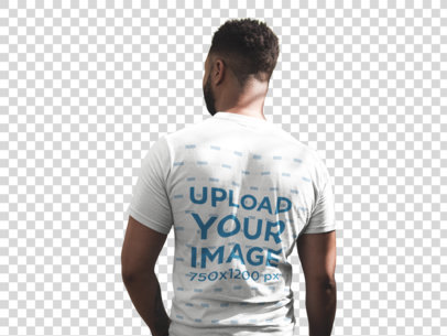 Transparent Back View Tshirt Mockup of a Man Facing a House and a Tree