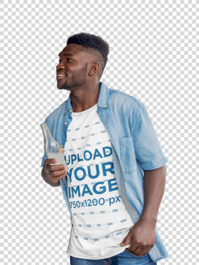 Transparent T-Shirt Mockup Featuring a Man Ordering at a Food Truck 44454-r-el2