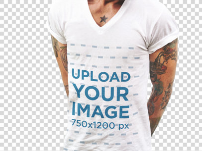 Transparent T-Shirt Mockup of a Bearded Man With Tattoos a1054