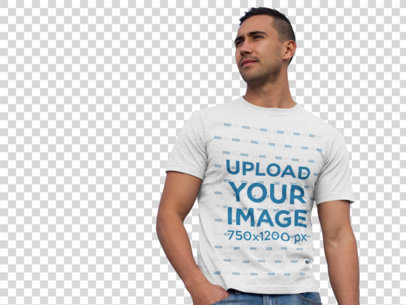 Transparent Heather T-Shirt Mockup of a Young Man Walking Around