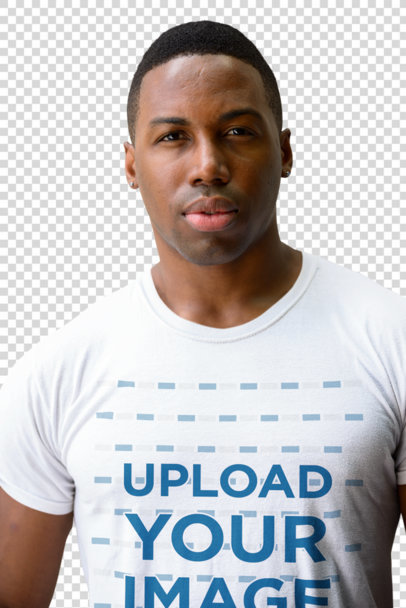 Transparent Closeup T-Shirt Mockup Featuring a Serious Man 40411-r-el2