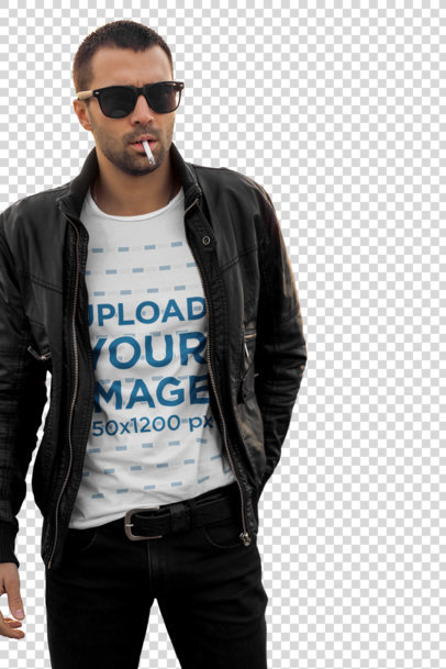 Transparent T-Shirt Mockup of a Cool Man Smoking a Cigar 38116-r-el2