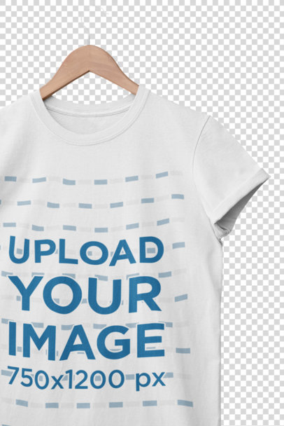 Transparent Mockup of a Crewneck T-Shirt Hanging by a Cement Wall 