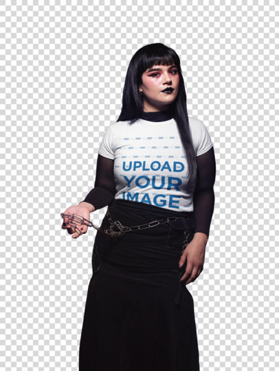 Transparent T-Shirt Mockup Featuring an Edgy Goth Woman 26607
