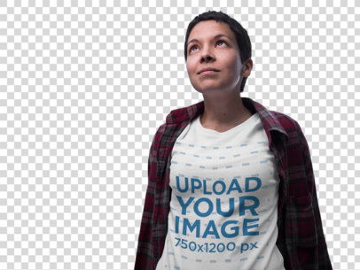 Transparent T-Shirt Mockup Featuring an Alternative Woman in the City