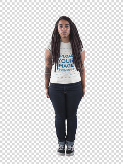 Transparent Mockup Featuring a Serious Young Woman With Locs a17135