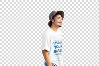 Transparent Mockup of a Happy Bearded Man With a Lose T-Shirt 39455-r-el2