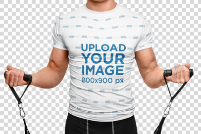 Transparent Cropped Face Mockup of an Athletic Man with a T-Shirt 45293-r-el2