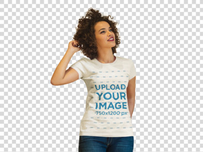 Transparent Woman Standing in Front of a Mirror T-Shirt Mockup