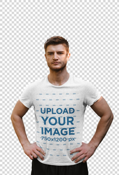 Transparent Heather T-Shirt Mockup of a Runner on the Highway