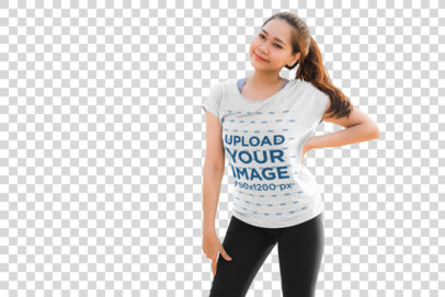 Transparent T-Shirt Mockup of a Smiling Woman Posing 39446-r-el2