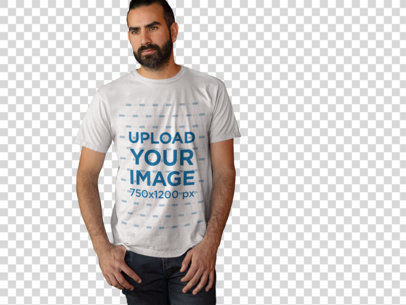Transparent Bearded Man in Front of a Brick Wall T-Shirt Mockup