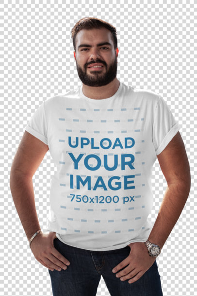 Transparent Plus Size T-shirt Mockup of a Bearded Man 27750
