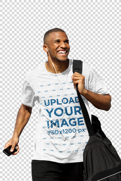 Transparent Mockup of a Man Wearing a Loose Heathered T-Shirt 38923-r-el2